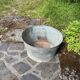 Large vintage steel handle basin