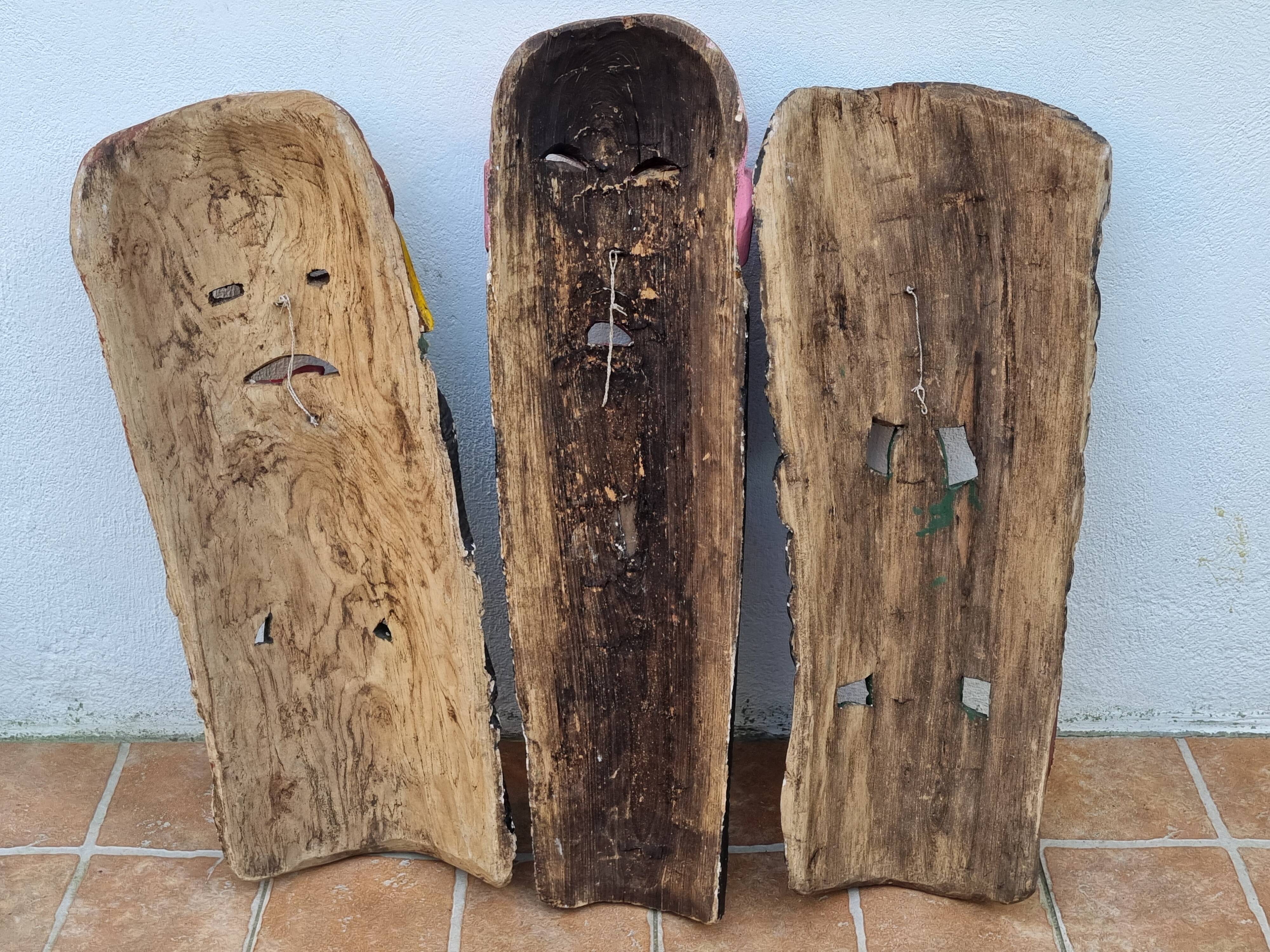 Set of three Mexican folk dance masks, 75 cm