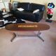 Table basse vintage ovale palissandre et céramique
