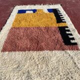 Beniouarain Berber rug, colourful design, 250x150 cm, thick wool, handmade.