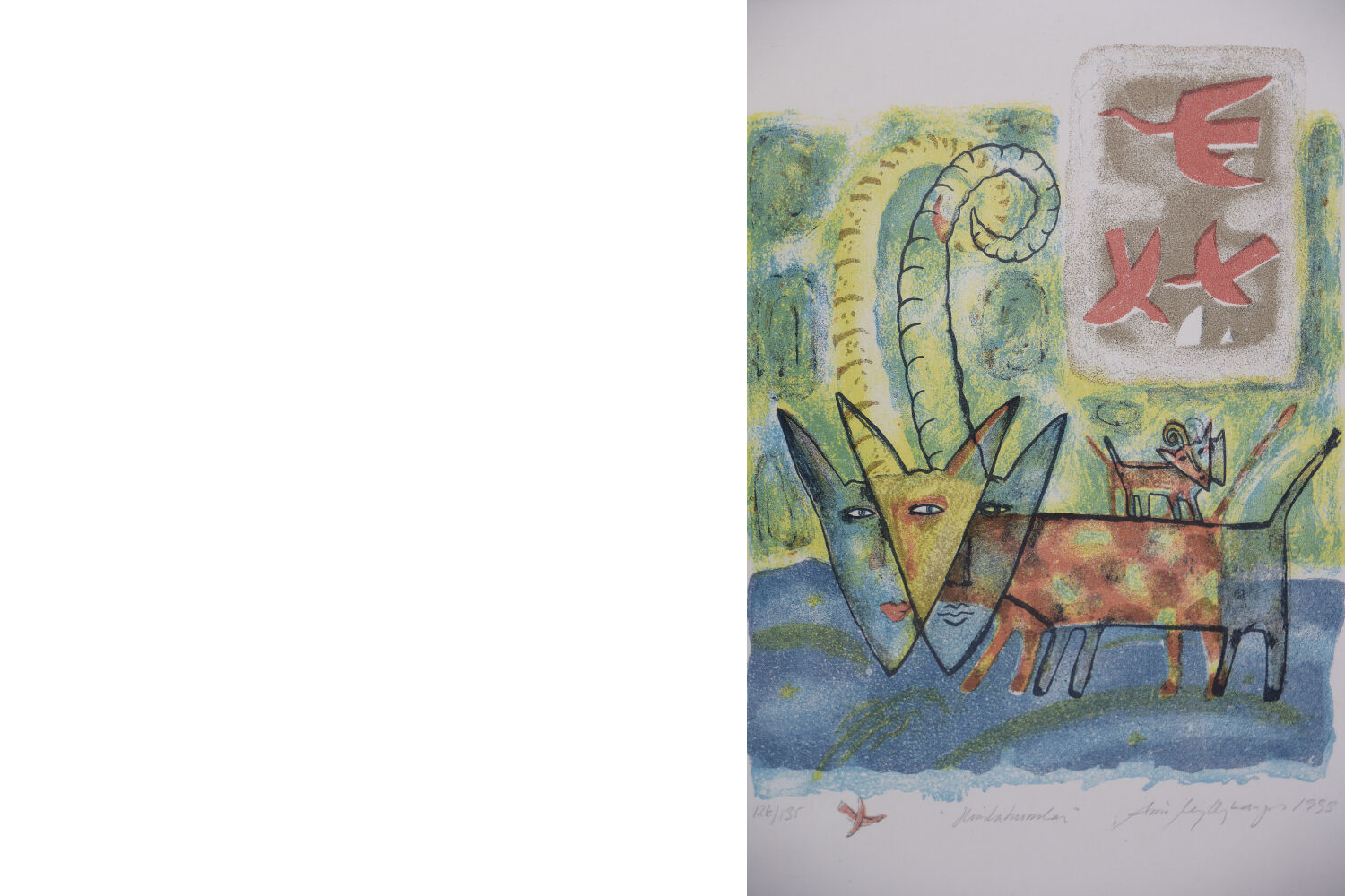 Aino Myllykangas, Heaven the dog, Color Lithograph, 1993