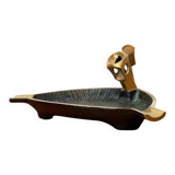 German brass ashtray with cigar cutter, 1950s.