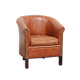 English club chair in light cognac cowhide leather.
