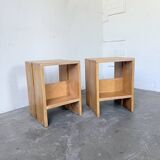 Pair of pine stools or bedside tables, mountain furniture, 1950s