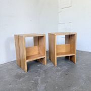 Paire tabourets ou chevets pin mobilier montagne 1950