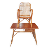 Vintage rattan desk and chair