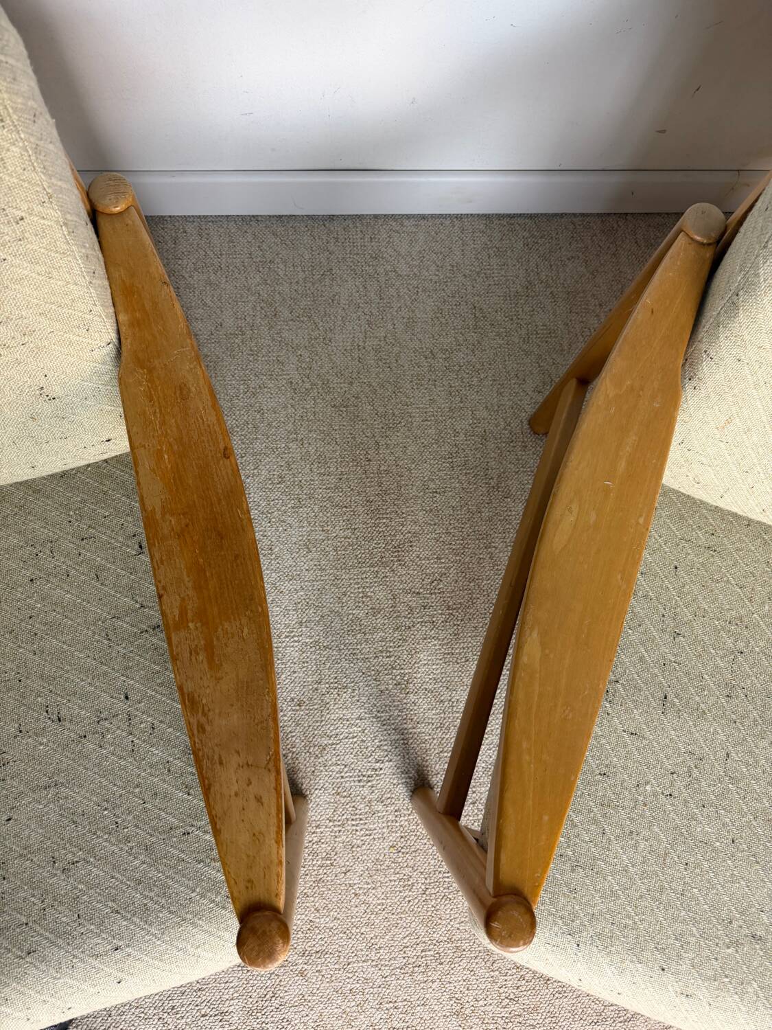 Pair of vintage wooden armchairs