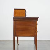 Original English Empire style desk with intarsia inlaid wood, 19th century