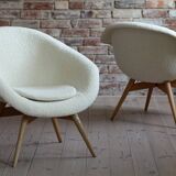 Mid Century Modern Lounge Chair, Czech Republic, 1950s, French Boucle Fabric