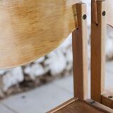 4 vintage canteen chairs in beech, 1980.