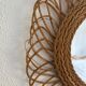 Vintage 1960 sun flower rattan wicker mirror - 68 x 58 cm