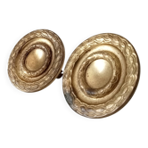 Pair of antique Empire furniture knobs in gilded solid bronze.