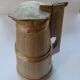 Ancien pichet  d'eau en bois forme tonneau vintage 1 litre couvercle abimé
