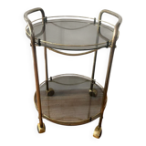 Vintage 70s brass side table with smoked glass