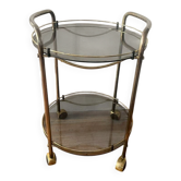 Vintage 70s brass side table with smoked glass