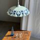 Vintage suspension in white and blue glass with wavy edge D46 H53
