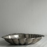 Large silver-plated metal dish, shell shape