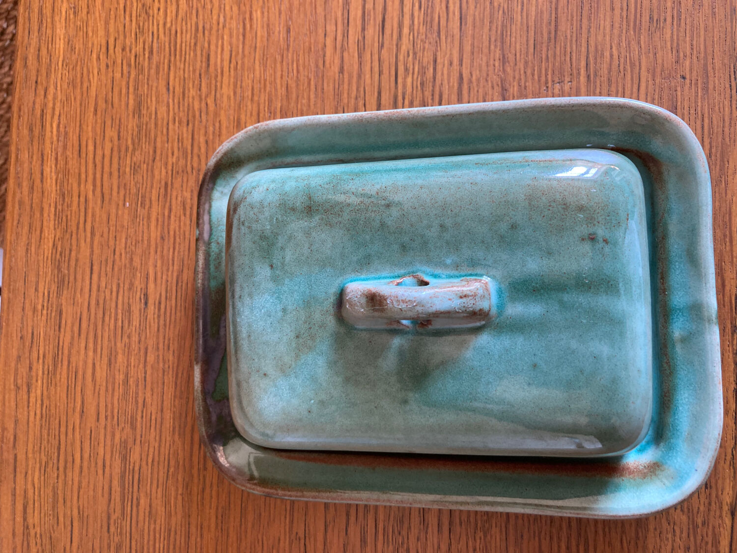 Glazed terracotta butter dish