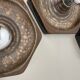 Set of Three brown Ceramic SPUTNIK Wall Lights by Pan Ceramics Germany 197