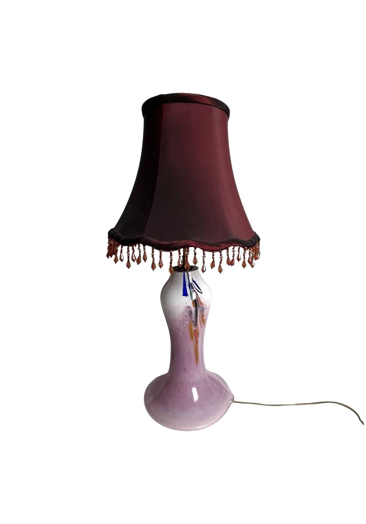 Table lamp with glass base Clichy lampshade 20th century