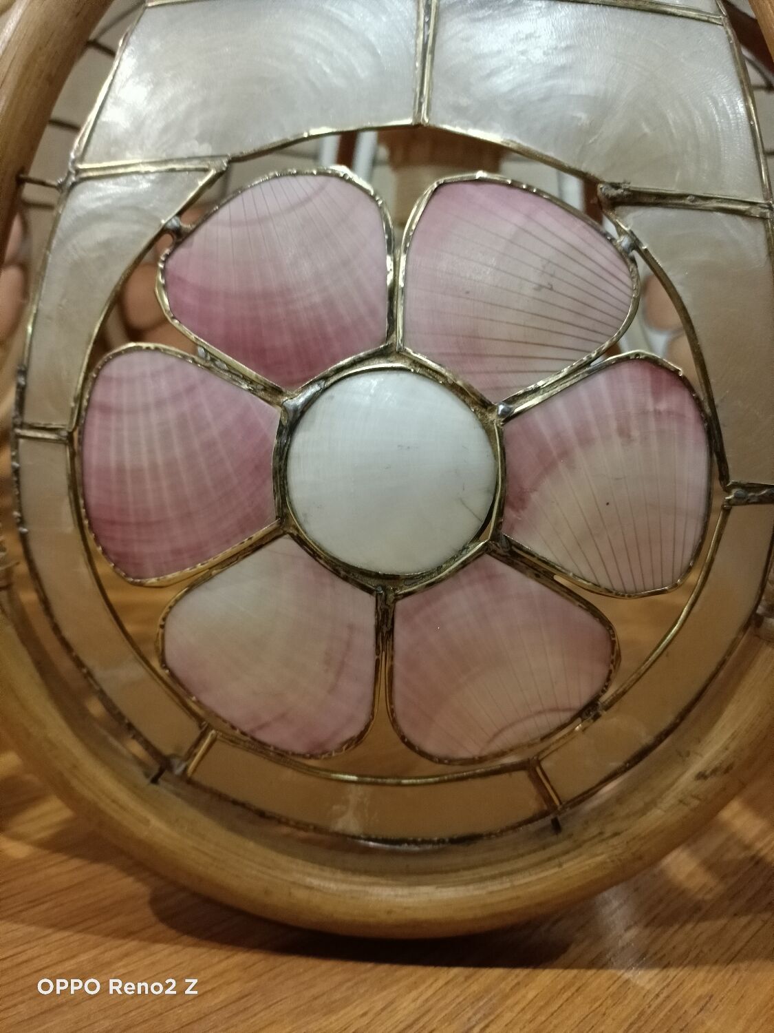 Suspension nacre et bambou