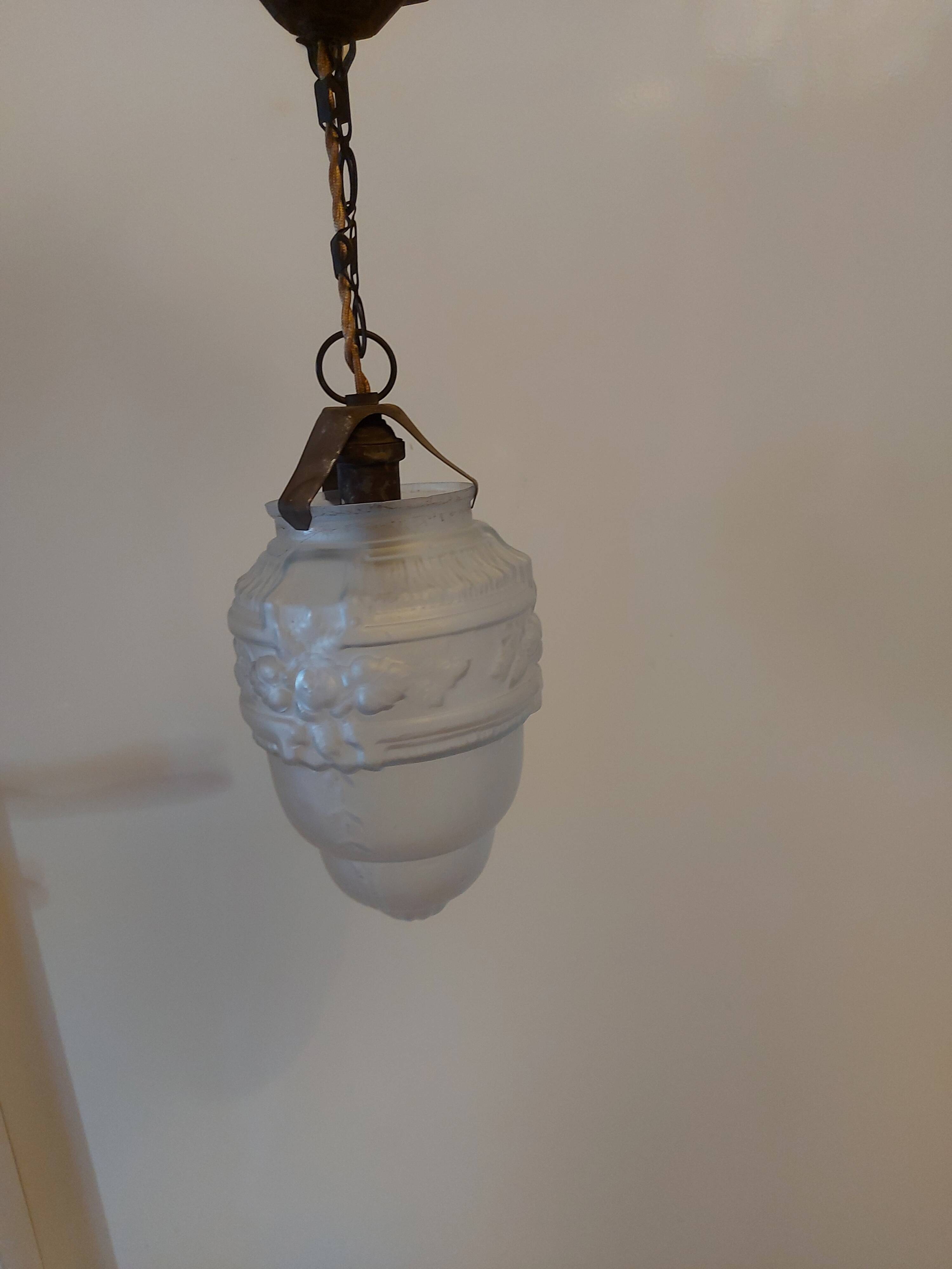 Art Deco chandelier in molded blown glass