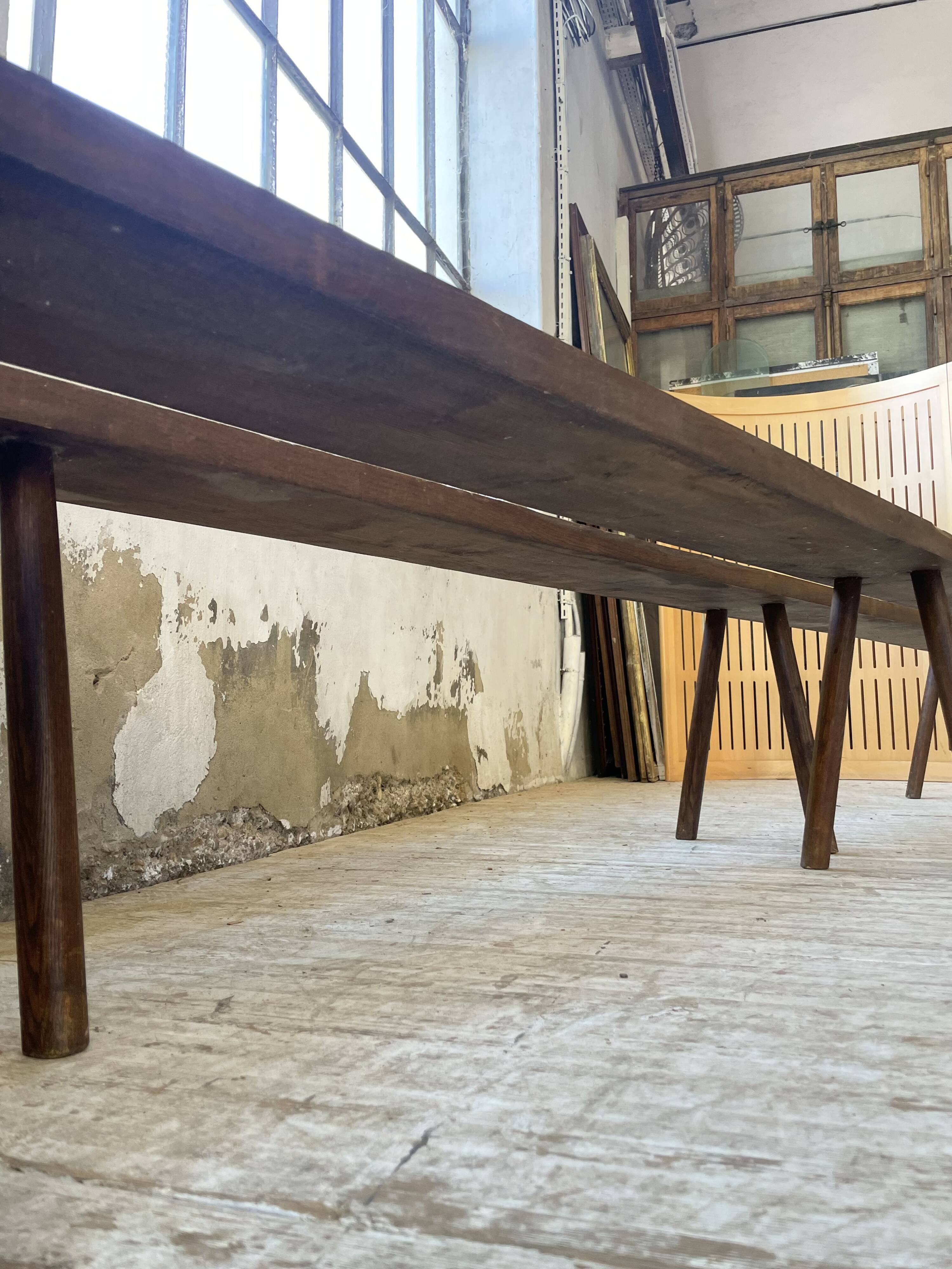 Pair of 3m solid oak farmhouse benches