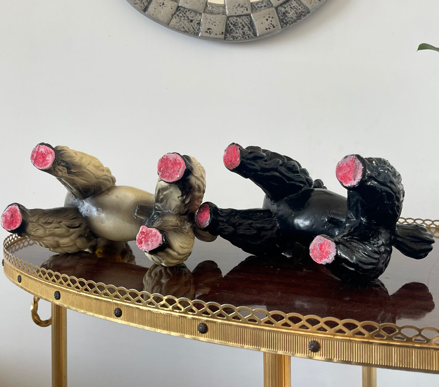 Pair of glazed ceramic poodles, 1960s