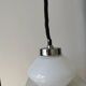 Vintage Pendant Glass Light / White Glass Retro Ceiling Lamp / Mid-century