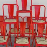Series of 12 Tolix bistro chairs by Xavier Pauchard model T4 - 1950s