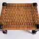 Antique French Turned Wood and Woven Rattan Footstool/ Sidetable