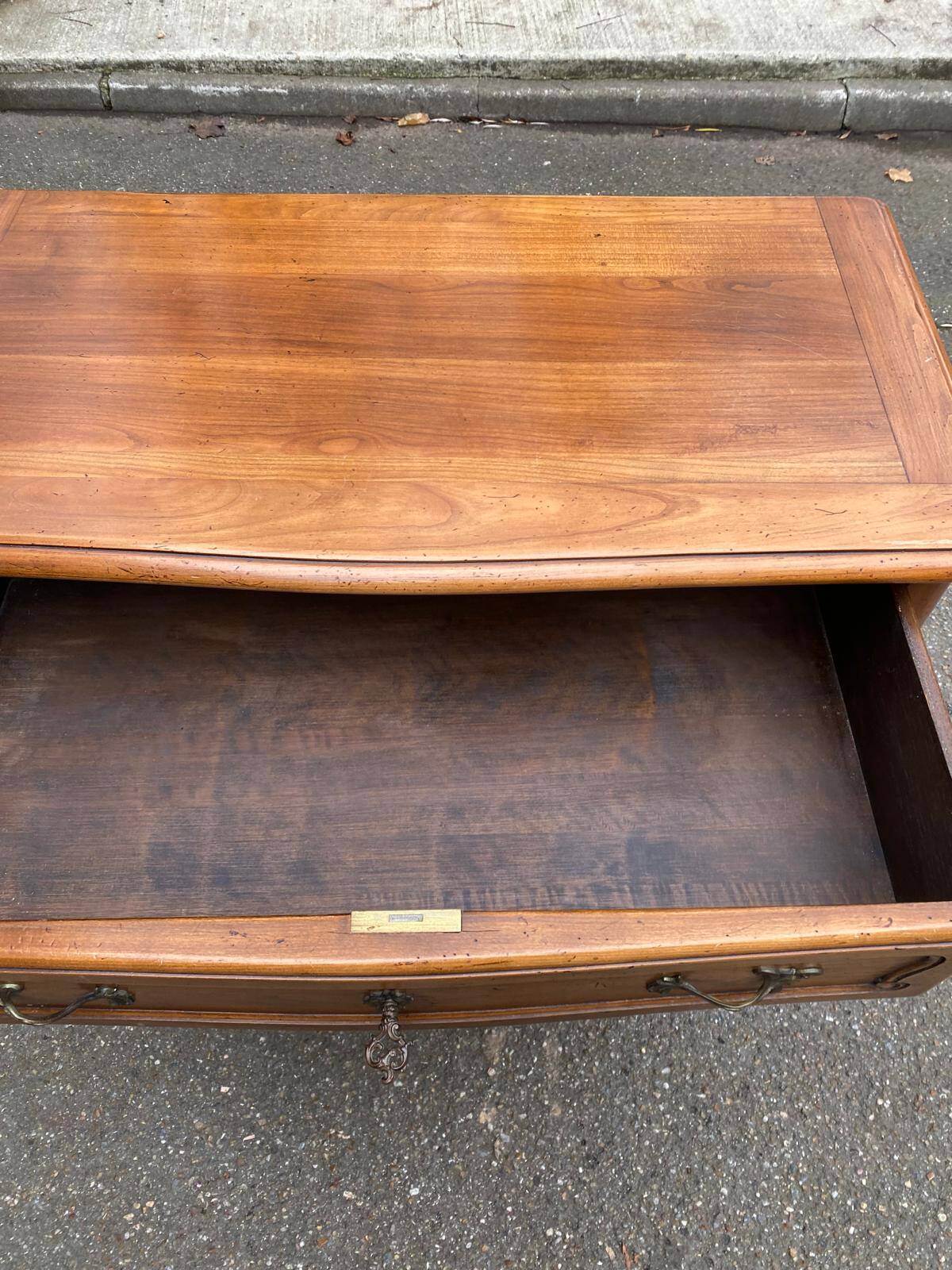 Vintage solid oak Louis XV commode from the 19th century.