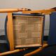 Scandinavian Modern Foldable Safari Lounge Chair in Beech wood and Blue fab