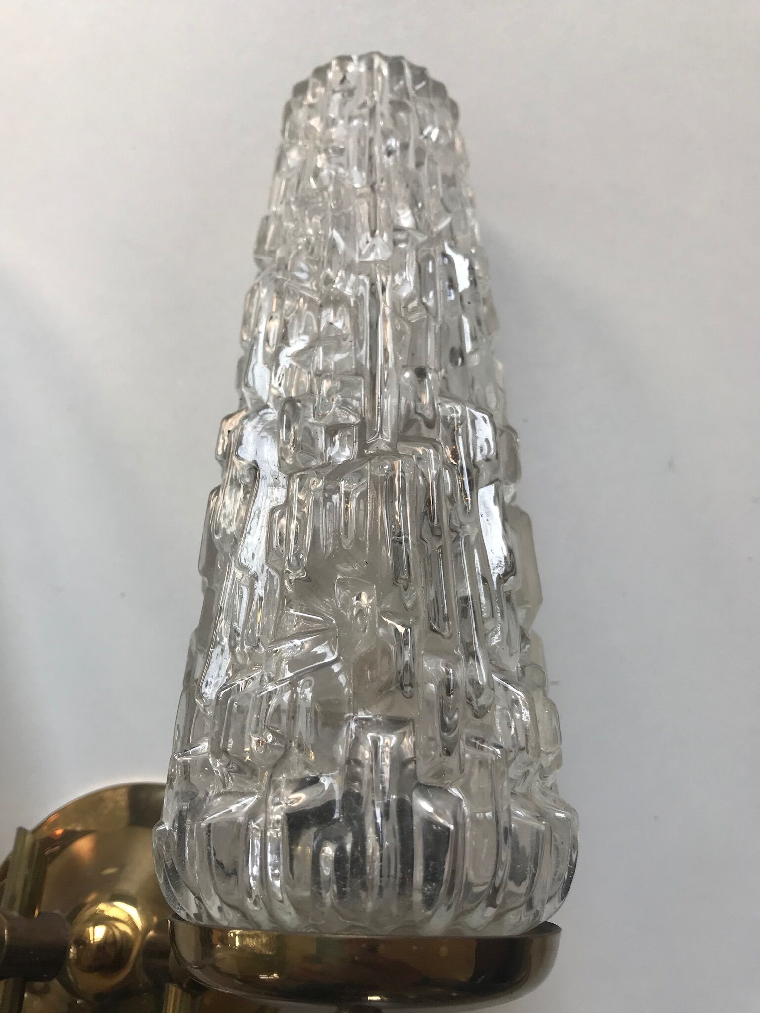 Pair 1960 brass wall light