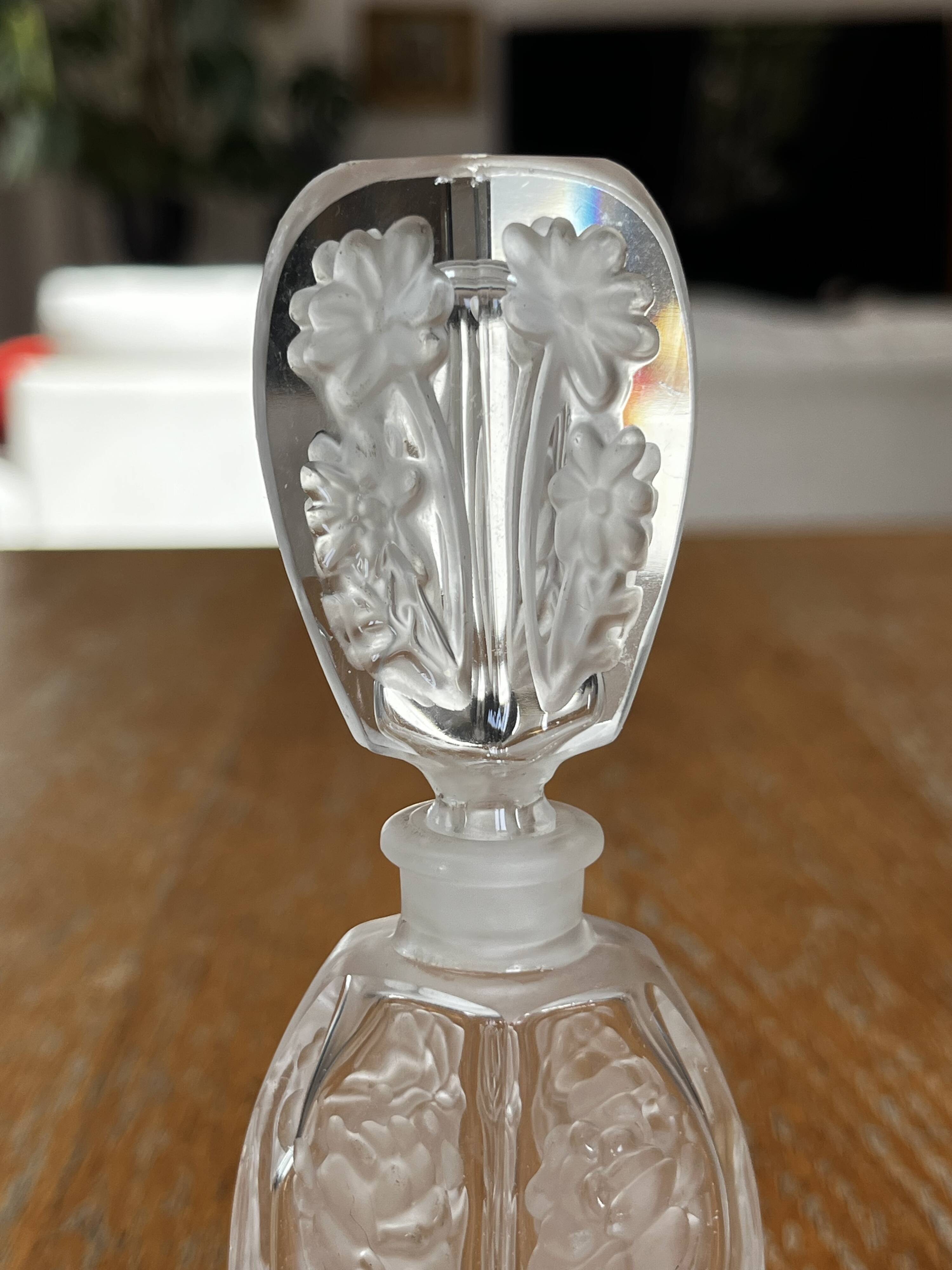 Pair of antique frosted crystal perfume bottles – Signed Charet
