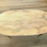 Table basse laiton et marbre rose