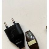 Turned wooden lamp base, fabric cable