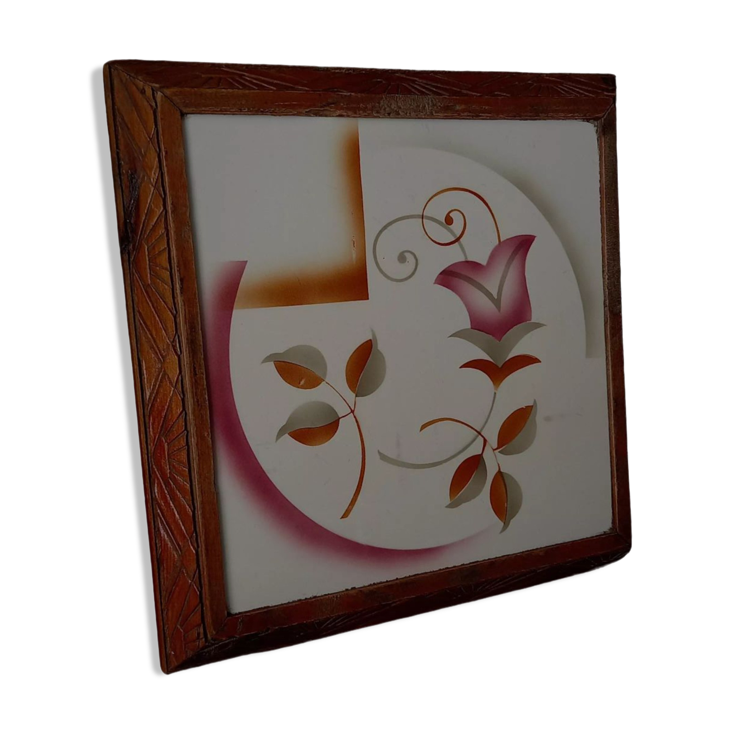 Dessous-de-plat Ancien En Faïence – Feuille Et Bogue De Marronnier – Début XXe