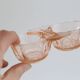 Salt and Pepper Set in pink glass, molded glass, vintage French, authentic