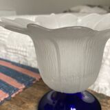 Vintage frosted glass tulip vase