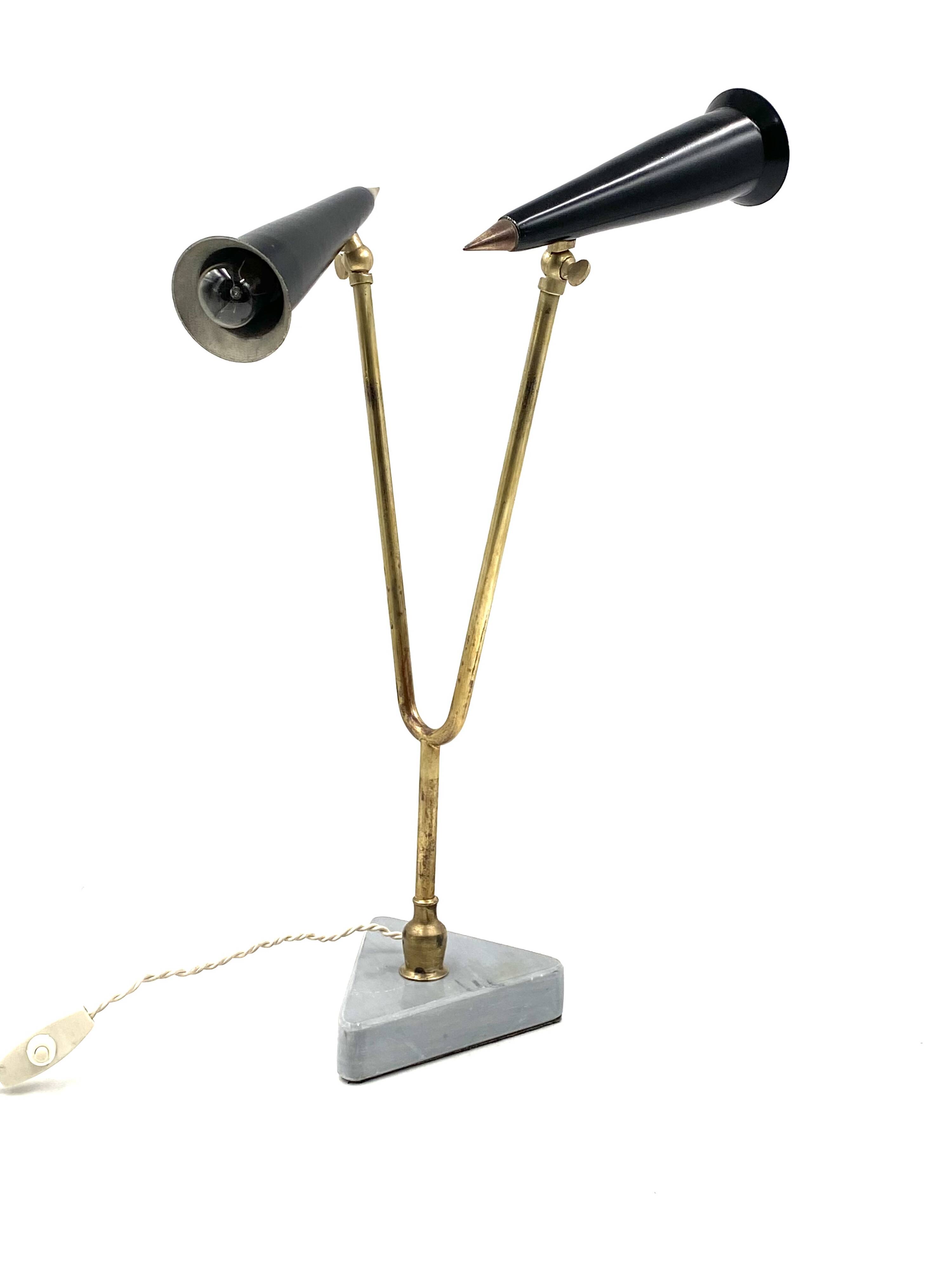 Mid-century double light table lamp, Italy 1960s