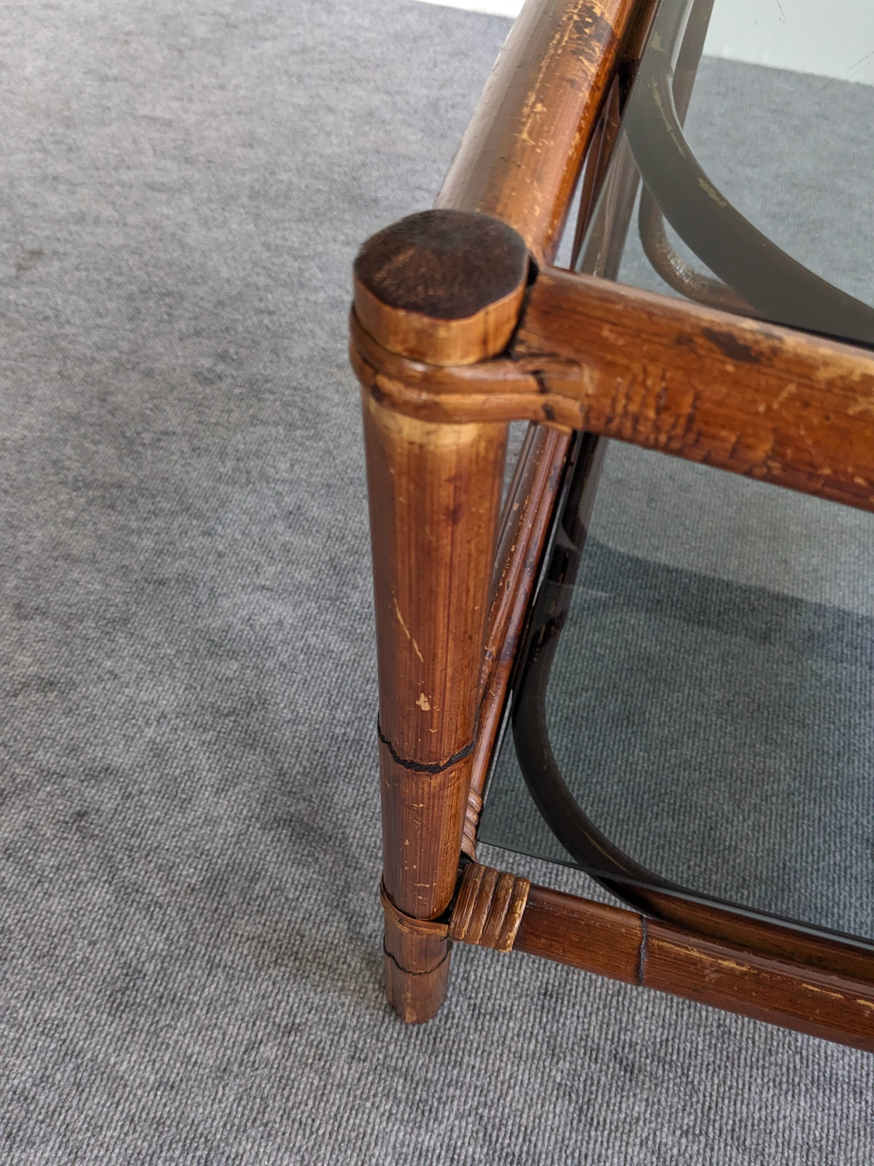 Pair of bamboo bedside tables or sofa ends from the 60s/70s