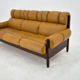 1960s Three-Seat Leather Sofa, Czechoslovakia