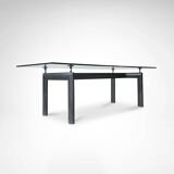 LC6 glass and metal dining table by Le Corbusier et al. for Cassina 1990s