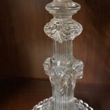 pair of cut glass candlesticks with lion and ram head decor, late 19th century