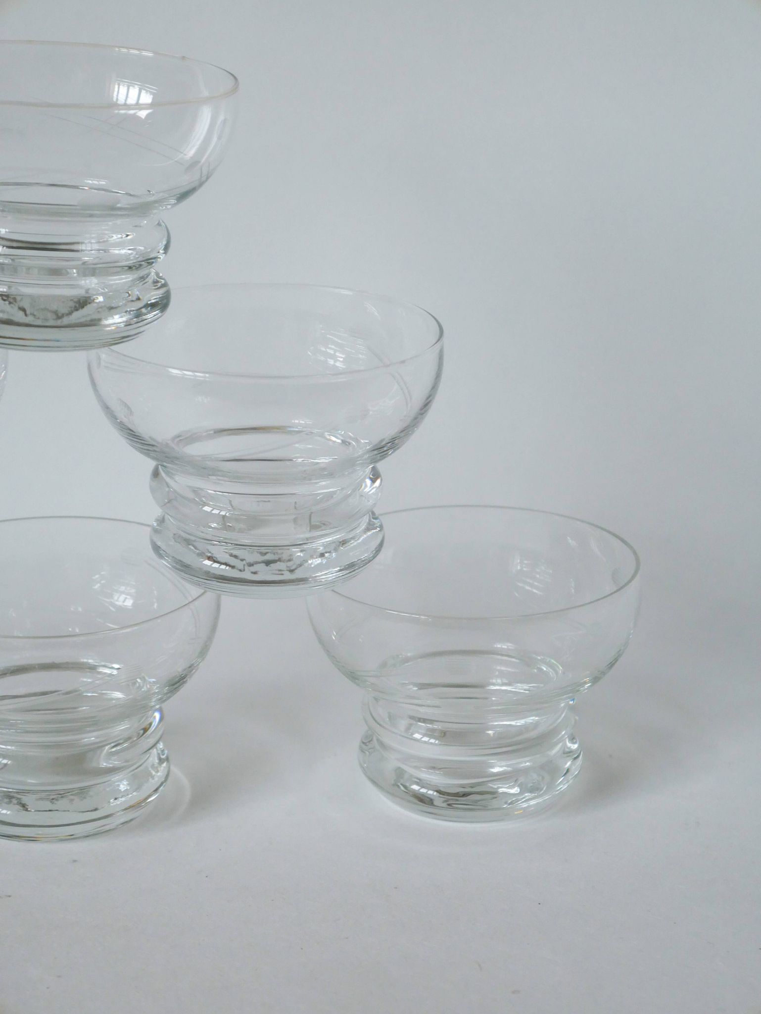 Lot de 6 coupes à champagne en cristal gravé 1960