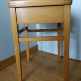Wooden and faux leather shoe shine chest stool