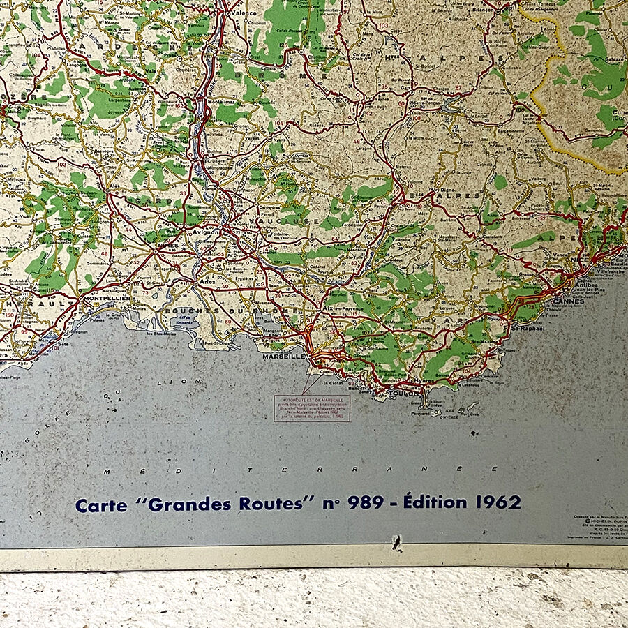 Map of France Michelin in sheet metal 1962