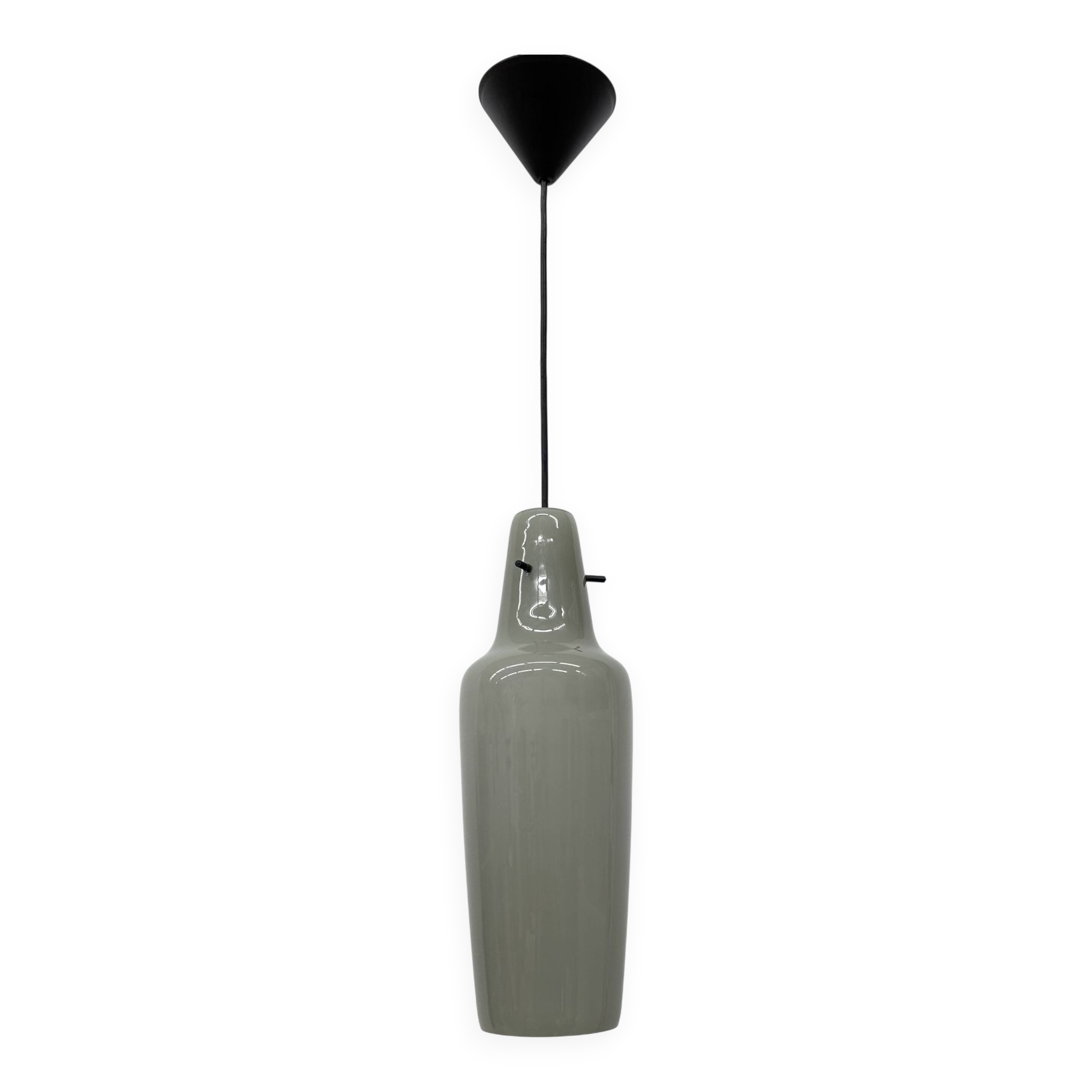 Mid-century grey glass pendant hanging lamp , 1960s Scandinavian