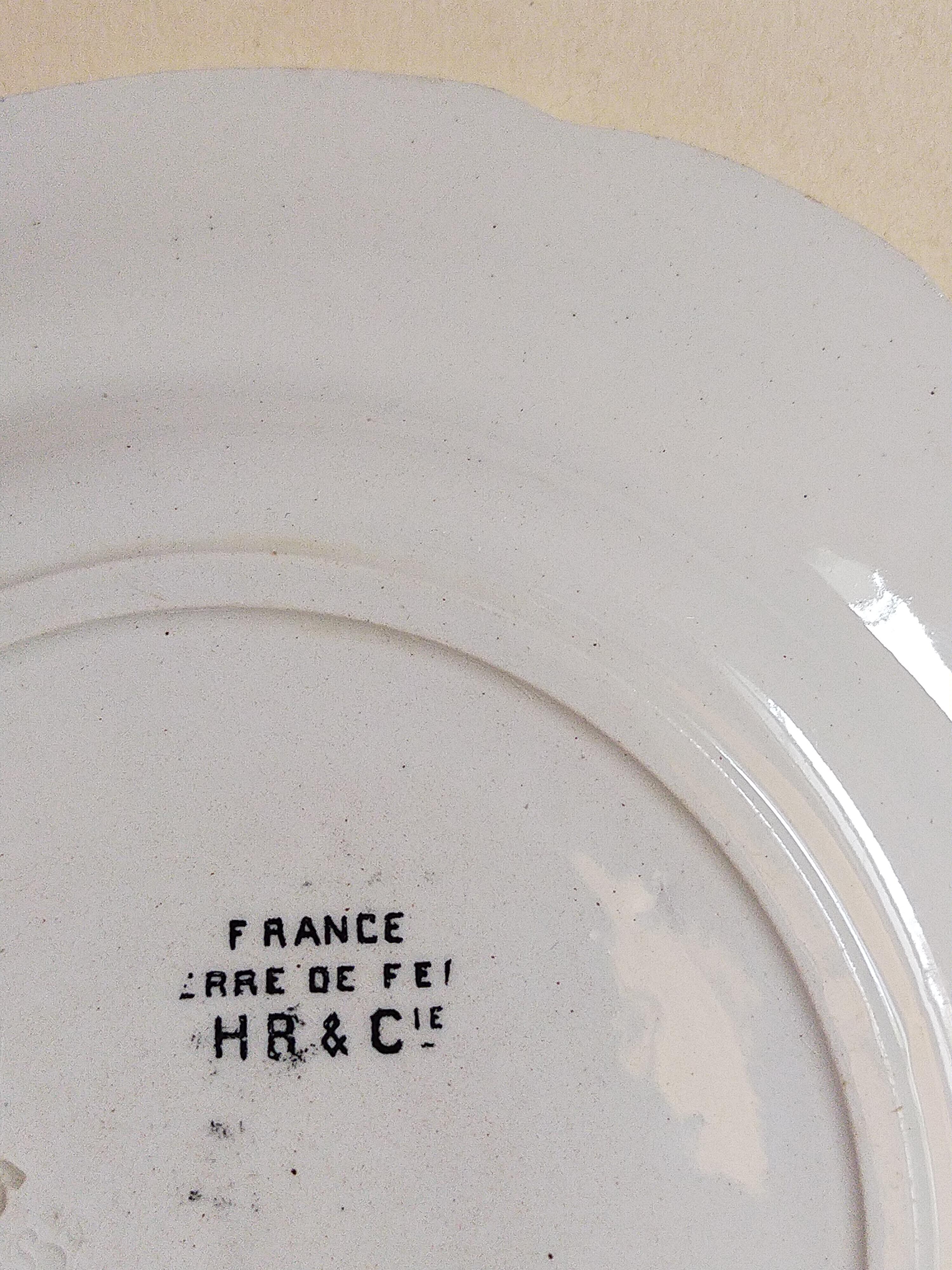 Six speaking dessert plates from Choisy-le-Roi